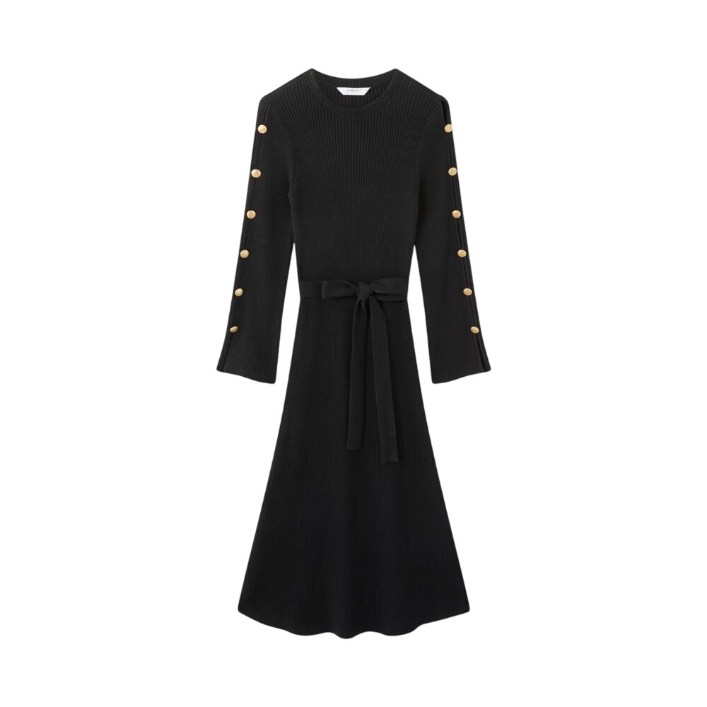 L.K. Bennett Mirren Black Plain Shank Button Jumper Dress